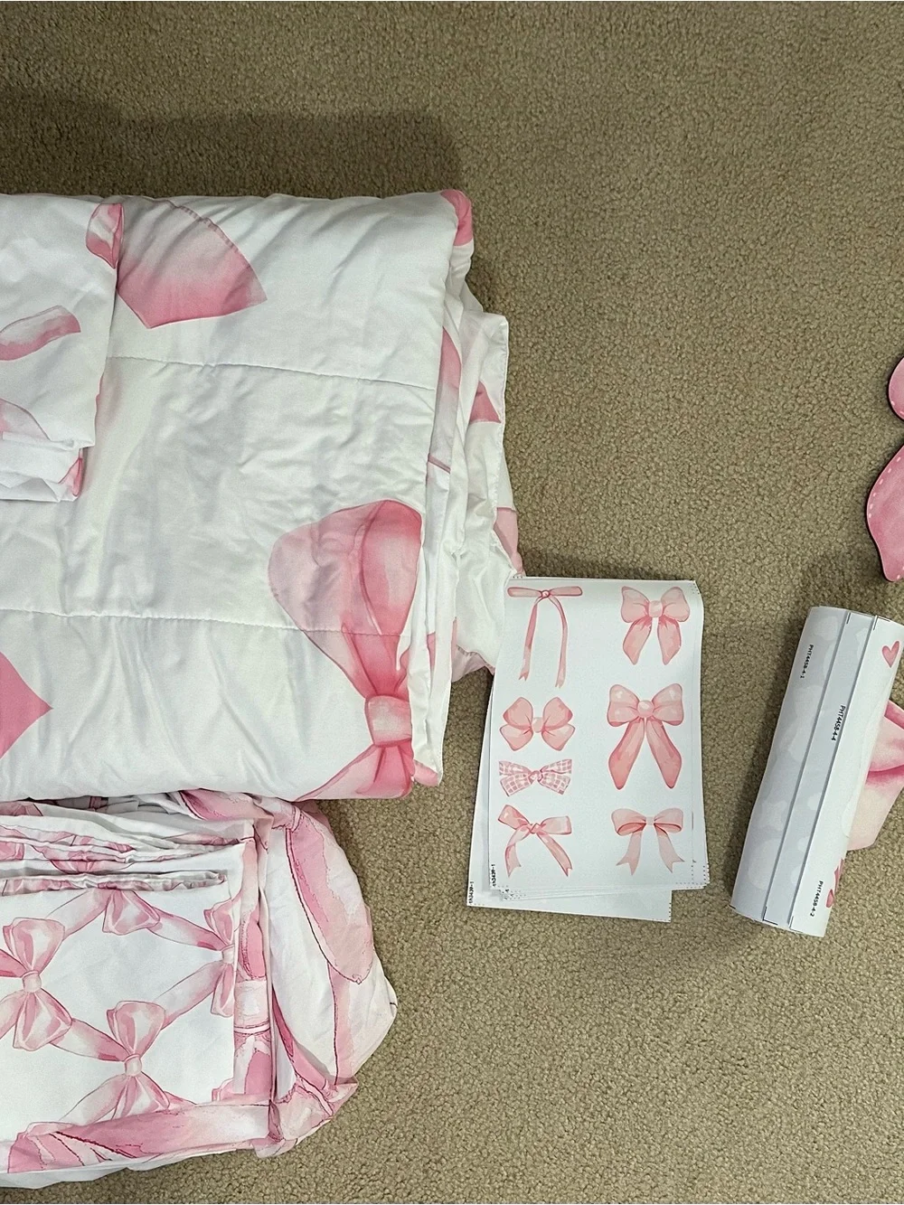 Coquette pink bows full size bedding and decor 🎀